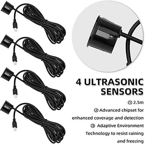 Parking Sensor Kit Backup Sensor Kit Reverse Sensor for Car 18 Color Options for Probes Adjustable Alarm Volume Professional Sensore de Reversa para Carro Safe Driving Assistant（Black） in Saudi Arabia