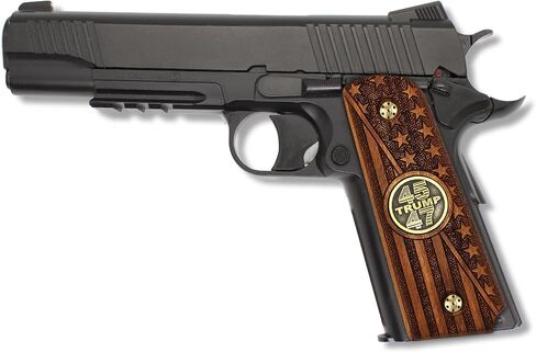 URAY 1911 Wood Grips with 45-47 Trump Medallion and American Flag Design - Premium 1911 Pistol Grips for Colt Kimber Taurus Remington and Full-Size 1911 Models in Saudi Arabia