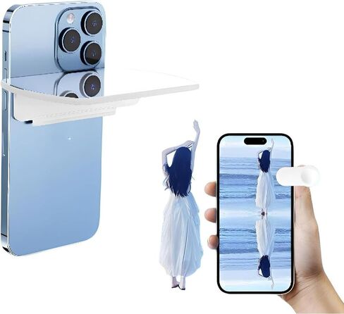 Mirror Reflection Clip Kit for iPhone,Smart Phone Camera Mirror Reflection Clip Kit with Mirror Effect Lens,No Edit Needed Creates Stunning Reflections Instantly-White in Saudi Arabia