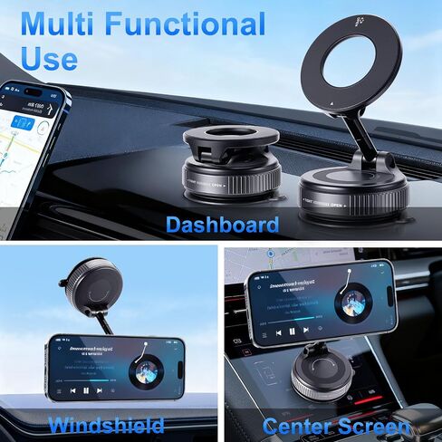 Vacuum Magnetic Suction Car Phone Holder Fold-able and and Hands-Free 360° Adjustable Rotation Phone Mount, Compatible with All Smartphones in Saudi Arabia