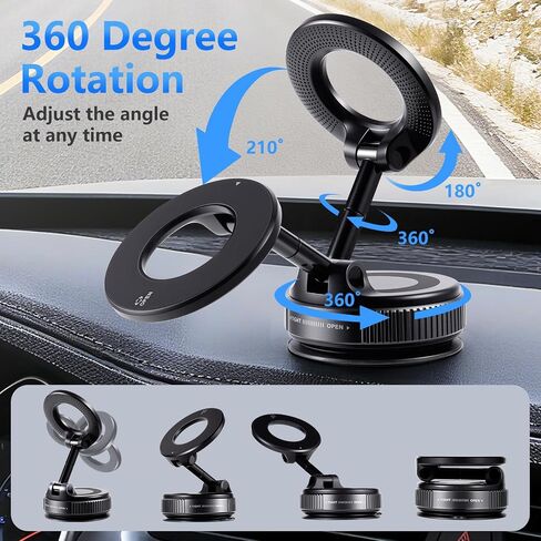 Vacuum Magnetic Suction Car Phone Holder Fold-able and and Hands-Free 360° Adjustable Rotation Phone Mount, Compatible with All Smartphones in Saudi Arabia