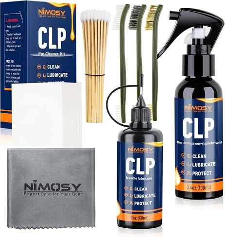 مجموعة زيت تنظيف المسدس CLP - تشتمل على زيت المسدس 3.4 أونصة ومواد تشحيم إبرة 2 أونصة، وفرش المسدس، ومسحات ورقع قماشية قابلة لإعادة الاستخدام، ومنظف ملحقات المسدس لهدايا صيانة الأسلحة النارية للرجال in Saudi Arabia