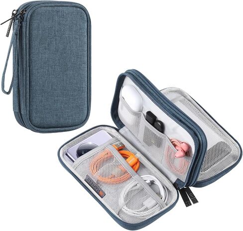 Electronic Organizer Double Layers Storage Bag for Cables, Charger, Power Bank, Phones, Earphones(Dark Blue) in Saudi Arabia
