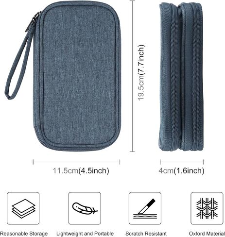 Electronic Organizer Double Layers Storage Bag for Cables, Charger, Power Bank, Phones, Earphones(Dark Blue) in Saudi Arabia