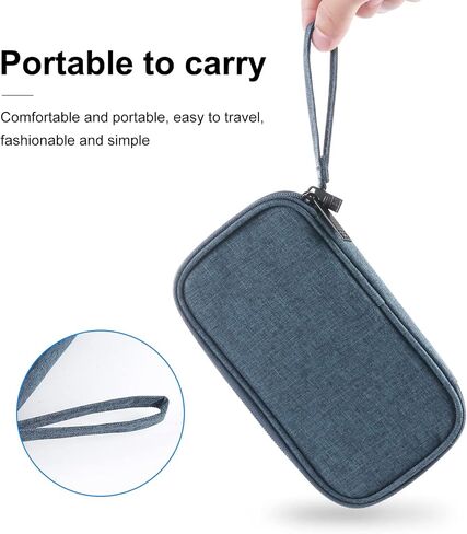 Electronic Organizer Double Layers Storage Bag for Cables, Charger, Power Bank, Phones, Earphones(Dark Blue) in Saudi Arabia