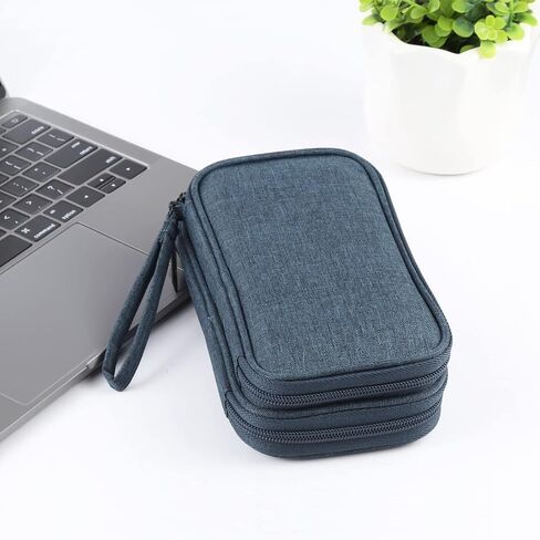 Electronic Organizer Double Layers Storage Bag for Cables, Charger, Power Bank, Phones, Earphones(Dark Blue) in Saudi Arabia