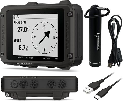 Wearable4U - Garmin Foretrex 801 Wrist-Mounted GPS Navigator with Tactical Features,with Strap with AAA Batteries and E-Bank Bundle in Saudi Arabia