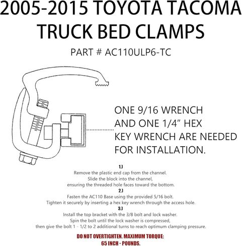 مجموعة من 6 مشابك لسرير الشاحنة لغطاء الشاحنة/الغطاء/غطاء العربة المتوافقة مع Toyota Tacoma '05 والأحدث مع نظام حاجز السرير in Kuwait