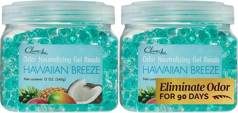 Clear Air Odor Eliminator Gel Beads - 12 oz, Pack of 2 - Air Freshener Made with Essential Oils - Eliminates Odors in Bathrooms, Cars, Boats, RVs & Pet Areas - Apple Cinnamon Scent in Kuwait