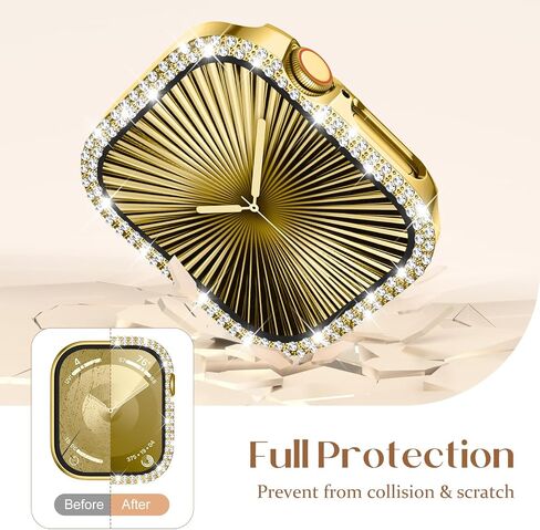 Adorve 6 Pack Bling Covers for Apple Watch Screen Protector 40mm Series 6/5/4/SE3/SE2 Women, Glitter Diamond Bumper Case with Tempered Glass Overall Protection Anti-Scratch Face Cover for iWatch 40mm in Saudi Arabia