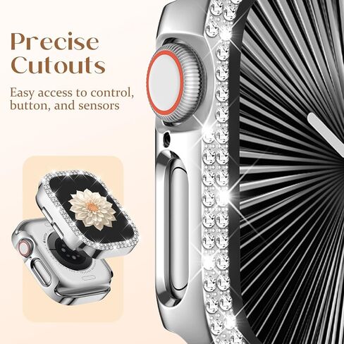 Adorve 6 Pack Bling Covers for Apple Watch Screen Protector 40mm Series 6/5/4/SE3/SE2 Women, Glitter Diamond Bumper Case with Tempered Glass Overall Protection Anti-Scratch Face Cover for iWatch 40mm in Saudi Arabia