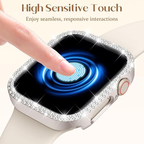 Adorve 6 Pack Bling Covers for Apple Watch Screen Protector 40mm Series 6/5/4/SE3/SE2 Women, Glitter Diamond Bumper Case with Tempered Glass Overall Protection Anti-Scratch Face Cover for iWatch 40mm in Saudi Arabia