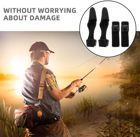 4 Set Fishing Rod Tip Cover and Rod Tie, Canes Sleeves Protector Case Fastening Strap Pole Sleeve, for Outdoor Fishing Accessories in Saudi Arabia