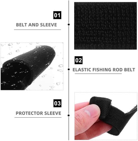 4 Set Fishing Rod Tip Cover and Rod Tie, Canes Sleeves Protector Case Fastening Strap Pole Sleeve, for Outdoor Fishing Accessories in Saudi Arabia
