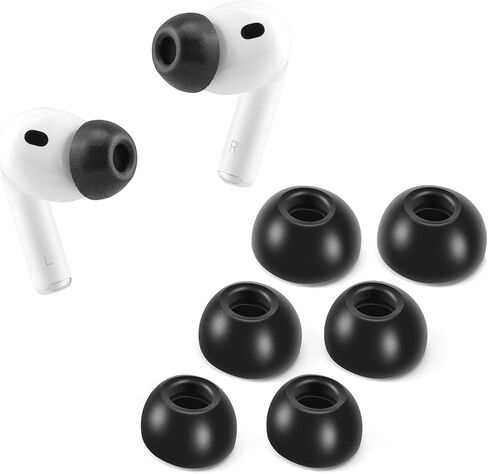 أطراف أذن من إسفنج الذاكرة لعام 2025 AirPods Pro 3، بدون ألم في أطراف الأذن من السيليكون، أطراف بديلة مضادة للانزلاق مع شبكة غبار، تناسب علبة الشحن، سماعات أذن تقلل الضوضاء، 3 أزواج (مختلطة S/M/L، أسود) in Kuwait