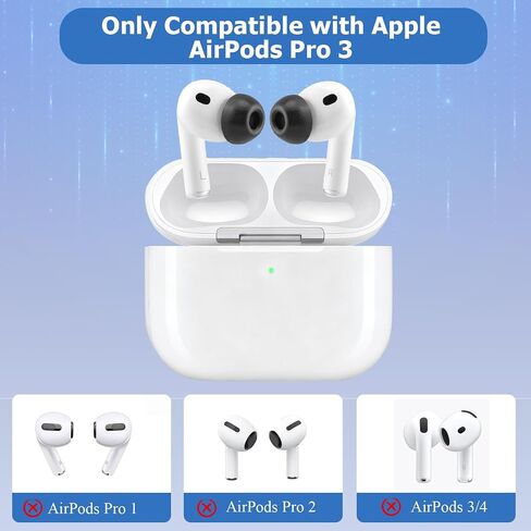 أطراف أذن من إسفنج الذاكرة لعام 2025 AirPods Pro 3، بدون ألم في أطراف الأذن من السيليكون، أطراف بديلة مضادة للانزلاق مع شبكة غبار، تناسب علبة الشحن، سماعات أذن تقلل الضوضاء، 3 أزواج (مختلطة S/M/L، أسود) in Kuwait