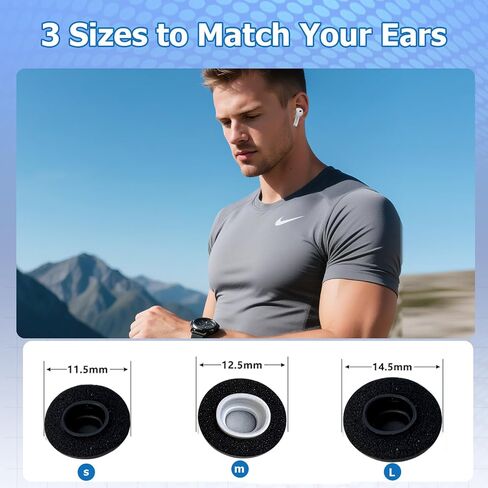 أطراف أذن من إسفنج الذاكرة لعام 2025 AirPods Pro 3، بدون ألم في أطراف الأذن من السيليكون، أطراف بديلة مضادة للانزلاق مع شبكة غبار، تناسب علبة الشحن، سماعات أذن تقلل الضوضاء، 3 أزواج (مختلطة S/M/L، أسود) in Kuwait
