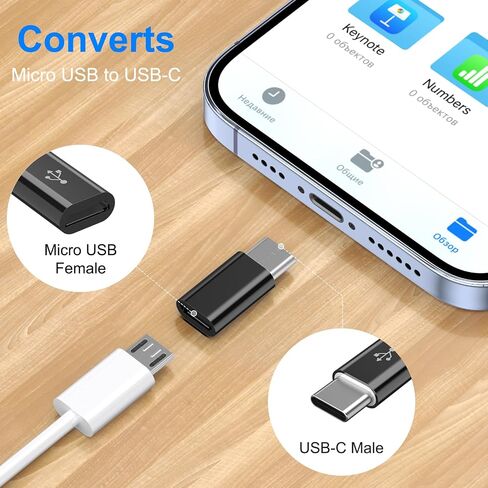 4 Pack Micro USB to USB C Adapter, Micro-USB Female to USB-C Male OTG Adapter Compatible with iPhone 15 16 17,Samsung Galaxy S10 S9 S8 S7, MacBook, LG, Huawei, Type-C Phones, Tablets (Black) in Saudi Arabia