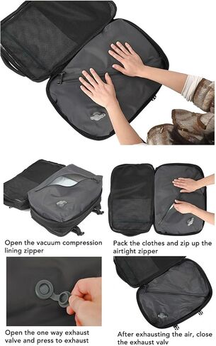 Vacuum Seal Backpack Travel with Pump, 22L to 55L Expandable Air Compression System, Water Proofing Carry On Luggage for Business Trip, Travel, Camping in Saudi Arabia