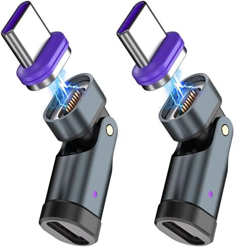 USB C Magnetic Adapter (2 Pack) USB C to Type C 90 Degree Adapter 16PIN PD 240W Right Angle Adapters Magnet Charging Connector for All Type C Phone Tablet Laptop Devices in Saudi Arabia