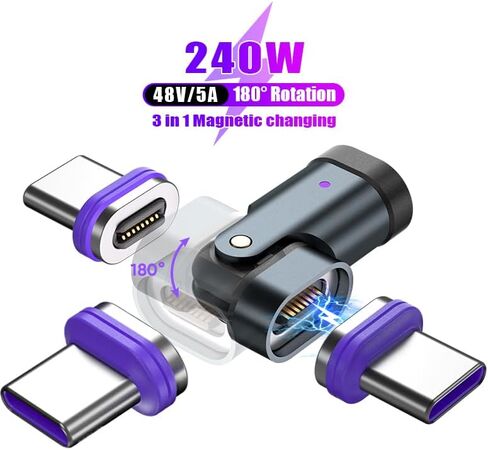 USB C Magnetic Adapter (2 Pack) USB C to Type C 90 Degree Adapter 16PIN PD 240W Right Angle Adapters Magnet Charging Connector for All Type C Phone Tablet Laptop Devices in Saudi Arabia