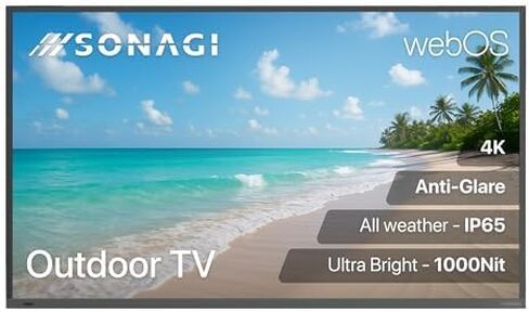 SONAGI Helios 65" Outdoor TV - Anti-Glare, IP65 Water, Dust Resistant Television with 1000-Nit Brightness for Direct Sun All Weather Viewing - Weatherproof 4K UHD Smart TV for Patio and Outside in Saudi Arabia