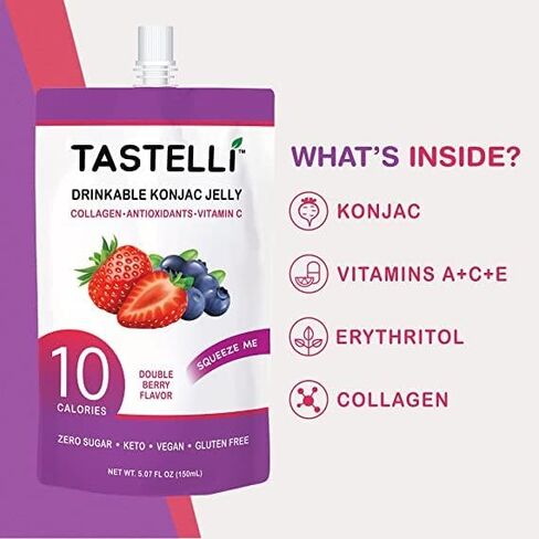 Konjac Jelly Infused with Collagen Drink + Vitamin C + Antioxidants / 10 Calories, Vegan, Zero Sugar/Healthy Drinkable Dessert Pouch / (Lychee) - 150mL x 10 Pouches in Saudi Arabia