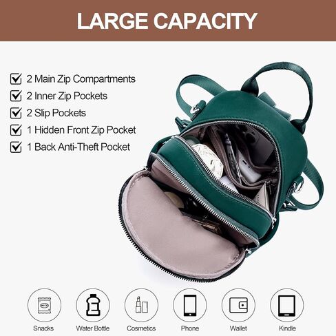 Small Backpack Purse for Women Leather Mini Convertible Designer Backpack Travel Shoulder Fashion Bag Black in Saudi Arabia