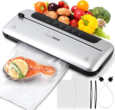 75KPa 6-in-1 Automatic Vacuum Sealer Machine | Digital Food Saver with Pulse Function | Dry & Moist Food Modes | Includes 12 Vacuum Bags, External Sliding Blade & External VAC for Jars/Containers in Saudi Arabia