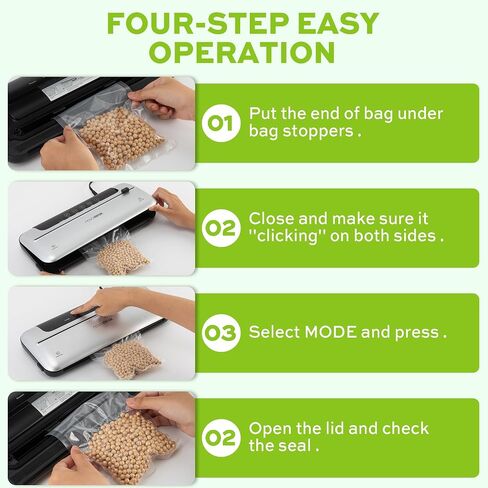 75KPa 6-in-1 Automatic Vacuum Sealer Machine | Digital Food Saver with Pulse Function | Dry & Moist Food Modes | Includes 12 Vacuum Bags, External Sliding Blade & External VAC for Jars/Containers in Saudi Arabia