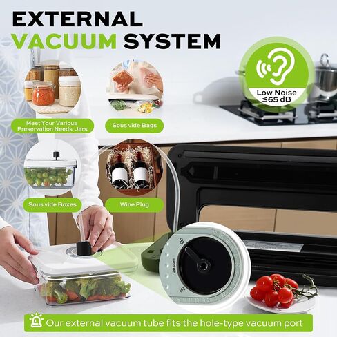75KPa 6-in-1 Automatic Vacuum Sealer Machine | Digital Food Saver with Pulse Function | Dry & Moist Food Modes | Includes 12 Vacuum Bags, External Sliding Blade & External VAC for Jars/Containers in Saudi Arabia
