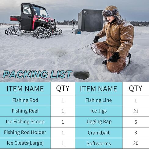 Sougayilang Ice Fishing Rod and Reel Combo, Ice Fishing Gear Complete Kit, Include Ice Jig and Ice Fishing Accessories, Spinning Ice Fishing Combos in Saudi Arabia