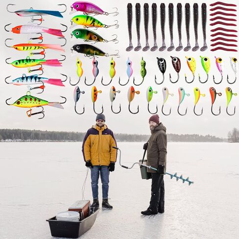Sougayilang Ice Fishing Rod and Reel Combo, Ice Fishing Gear Complete Kit, Include Ice Jig and Ice Fishing Accessories, Spinning Ice Fishing Combos in Saudi Arabia