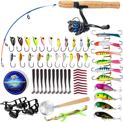 Sougayilang Ice Fishing Rod and Reel Combo, Ice Fishing Gear Complete Kit, Include Ice Jig and Ice Fishing Accessories, Spinning Ice Fishing Combos in Saudi Arabia