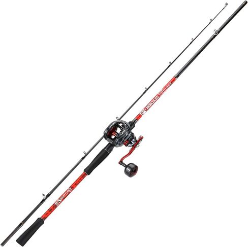 مجموعة بكرة قضيب Sougayilang Baitcaster، صنارة صيد مكونة من قطعتين مع بكرة صب مقاس 400، مقعد بكرة ألومنيوم لصيد الأسماك المسكي in Saudi Arabia
