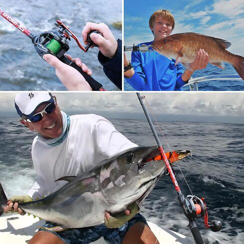 مجموعة بكرة قضيب Sougayilang Baitcaster، صنارة صيد مكونة من قطعتين مع بكرة صب مقاس 400، مقعد بكرة ألومنيوم لصيد الأسماك المسكي in Saudi Arabia