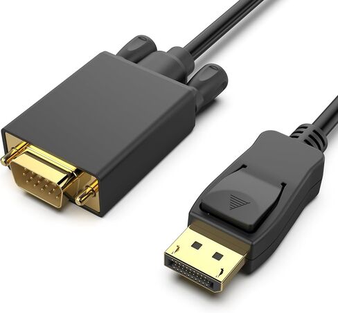 DisplayPort to VGA 3 Feet Cable, Uni-Directional DP DisplayPort Computer to VGA Monitor Cable Male to Male Gold-Plated Cord Compatible with Lenovo, Dell, HP, ASUS and Other Brand in Saudi Arabia