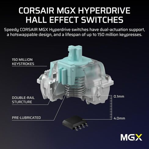 لوحة مفاتيح ألعاب ميكانيكية مغناطيسية سلكية من Corsair Vanguard PRO 96 - تخطيط 96%، مفاتيح MGX Hyperdrive، استقصاء 8000 هرتز، مشغل سريع، سطح تيار افتراضي، SOCD Flashtap، QWERTY US in Saudi Arabia