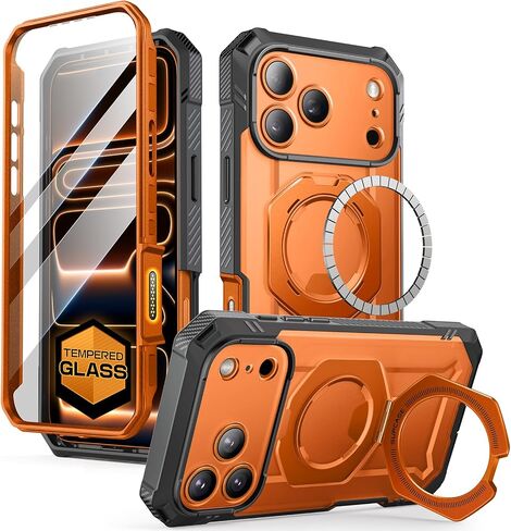 SUPCASE for iPhone 17 Pro Max Case (UBGrip Pro), [Built-in Tempered Glass Screen Protector & Stand] [Camera Control Cover] [Compatible with MagSafe] Full Body Heavy Duty Magnetic Phone Case, Coral in Saudi Arabia