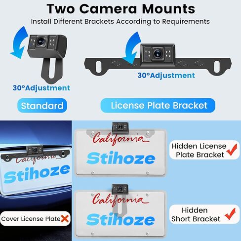 كاميرا احتياطية لاسلكية لتشغيل قابس السيارة: شاشة 5 بوصة HD 2 قناة سهلة الإعداد 1080P IP69K مقاومة للماء بالأشعة تحت الحمراء للرؤية الليلية بدون تأخير اختياري مزدوج القوس كاميرا الرؤية الخلفية للسيارة / الشاحنة / العربة / سيارات الدفع الرباعي / الشاحنة /  in Kuwait