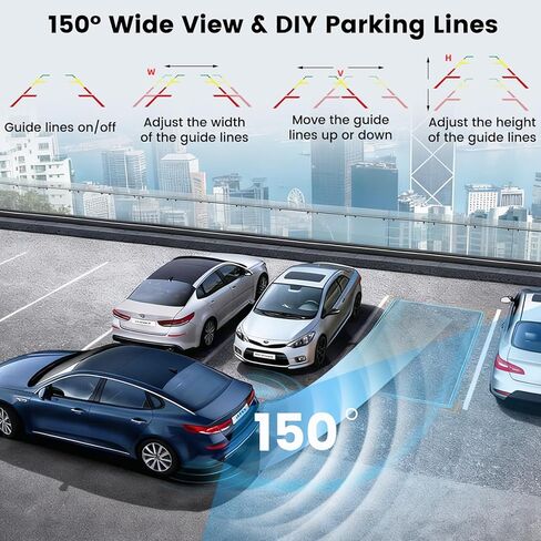 كاميرا احتياطية لاسلكية لتشغيل قابس السيارة: شاشة 5 بوصة HD 2 قناة سهلة الإعداد 1080P IP69K مقاومة للماء بالأشعة تحت الحمراء للرؤية الليلية بدون تأخير اختياري مزدوج القوس كاميرا الرؤية الخلفية للسيارة / الشاحنة / العربة / سيارات الدفع الرباعي / الشاحنة /  in Kuwait