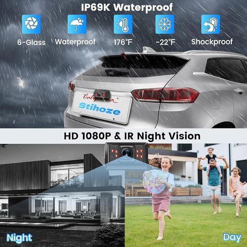 كاميرا احتياطية لاسلكية لتشغيل قابس السيارة: شاشة 5 بوصة HD 2 قناة سهلة الإعداد 1080P IP69K مقاومة للماء بالأشعة تحت الحمراء للرؤية الليلية بدون تأخير اختياري مزدوج القوس كاميرا الرؤية الخلفية للسيارة / الشاحنة / العربة / سيارات الدفع الرباعي / الشاحنة /  in Kuwait