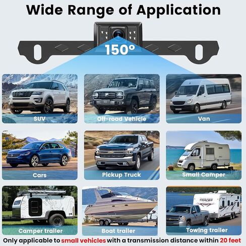 كاميرا احتياطية لاسلكية لتشغيل قابس السيارة: شاشة 5 بوصة HD 2 قناة سهلة الإعداد 1080P IP69K مقاومة للماء بالأشعة تحت الحمراء للرؤية الليلية بدون تأخير اختياري مزدوج القوس كاميرا الرؤية الخلفية للسيارة / الشاحنة / العربة / سيارات الدفع الرباعي / الشاحنة /  in Kuwait