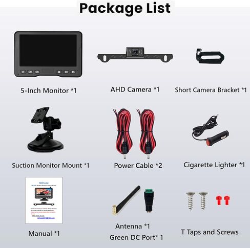 كاميرا احتياطية لاسلكية لتشغيل قابس السيارة: شاشة 5 بوصة HD 2 قناة سهلة الإعداد 1080P IP69K مقاومة للماء بالأشعة تحت الحمراء للرؤية الليلية بدون تأخير اختياري مزدوج القوس كاميرا الرؤية الخلفية للسيارة / الشاحنة / العربة / سيارات الدفع الرباعي / الشاحنة /  in Kuwait