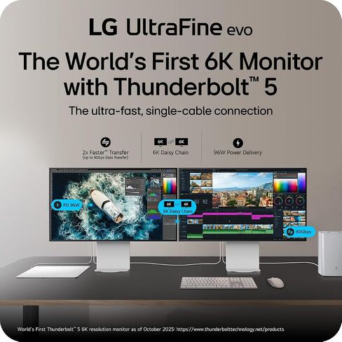 LG 40U990A-W شاشة منحنية مقاس 40 بوصة Ultrafine 5K2K WUHD (5120 x 2160) Nano IPS منحنية، Thunderbolt 5، DisplayHDR 600، طاقة مدمجة، مكبر صوت، 120 هرتز، HDMI 2.1، DP 2.1، USB C، حامل قابل للإمالة/الارتفاع/الدوران، أبيض in Saudi Arabia