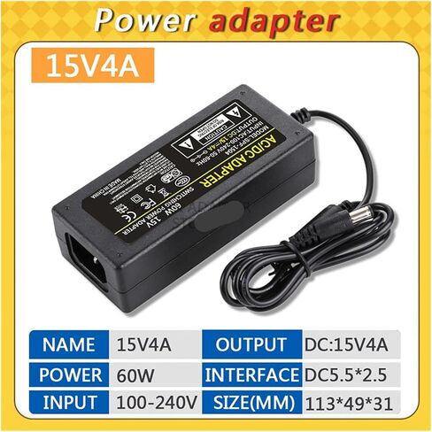 محول الطاقة AC 100-240V إلى DC 15V 4A محول جاك 5.5 مم × 2.5 مم (قابس الولايات المتحدة) in Saudi Arabia