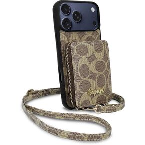 Crossbody Wallet Case for iPhone 17 Pro for Women and Men，Classic Luxury PU Leather Zipper Credit Card Holder Slots with Adjustable Lanyard Strap Compatible with iPhone 17 Pro 6.3 inch Black in Kuwait