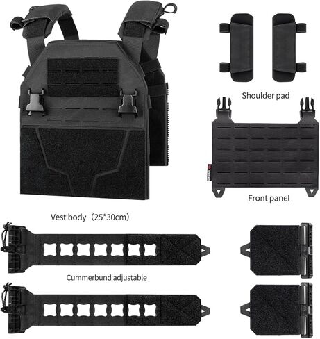 YAKEDA Tactical Training Vest with PALS System - Adjustable Straps Quick-Release Buckle for Hunting in Kuwait