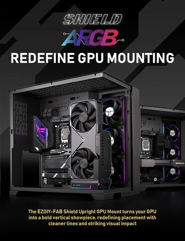 EZDIY-FAB Shield ARGB حامل GPU عمودي مع كابل PCIe 5.0 Riser، دعامة GPU عمودية تدعم سلسلة RTX 50، زاوية قابلة للتعديل 20 درجة، تركيب مغناطيسي وفتحة مروحة، مزامنة ARGB 5V - أبيض 600 مم in Saudi Arabia