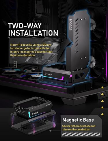 EZDIY-FAB Shield ARGB حامل GPU عمودي مع كابل PCIe 5.0 Riser، دعامة GPU عمودية تدعم سلسلة RTX 50، زاوية قابلة للتعديل 20 درجة، تركيب مغناطيسي وفتحة مروحة، مزامنة ARGB 5V - أبيض 600 مم in Saudi Arabia